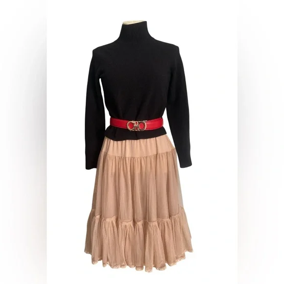 Vintage Anthropologie Odille Black Layered Tulle Skirt - pristine size S/M - Picture 1 of 11